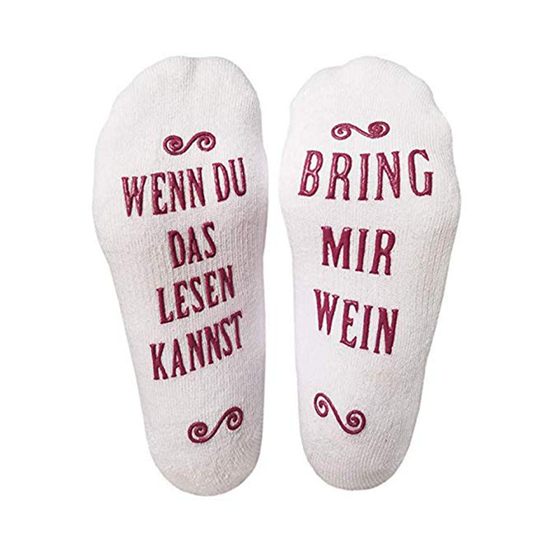 WENN DU DAS LESEN KANNST BRING MIR WEIN Words Crew Socks Combed Cotton  EU 35-45 Novelty Socks